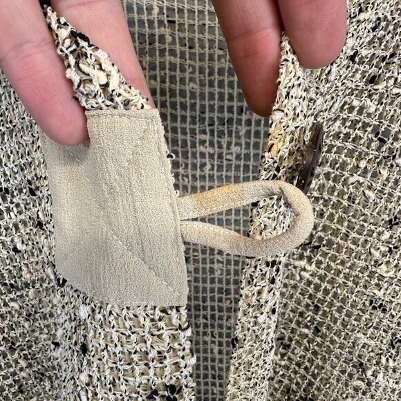 Draper's & Damon's Sweater Womens Size PL Cream Black Crochet Cardigan 2-Button - Picture 3 of 16